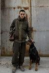 BORIS BIDJAN SABERI Leather and linen stitching travel bag INFANTERY BAG1 F1944+FMM20036